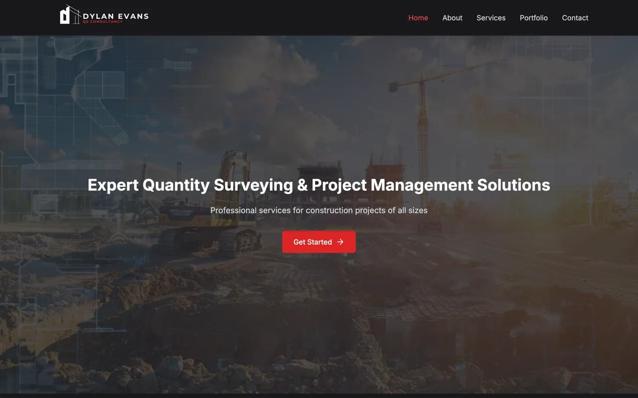 Dylan Evans QS Consultancy website